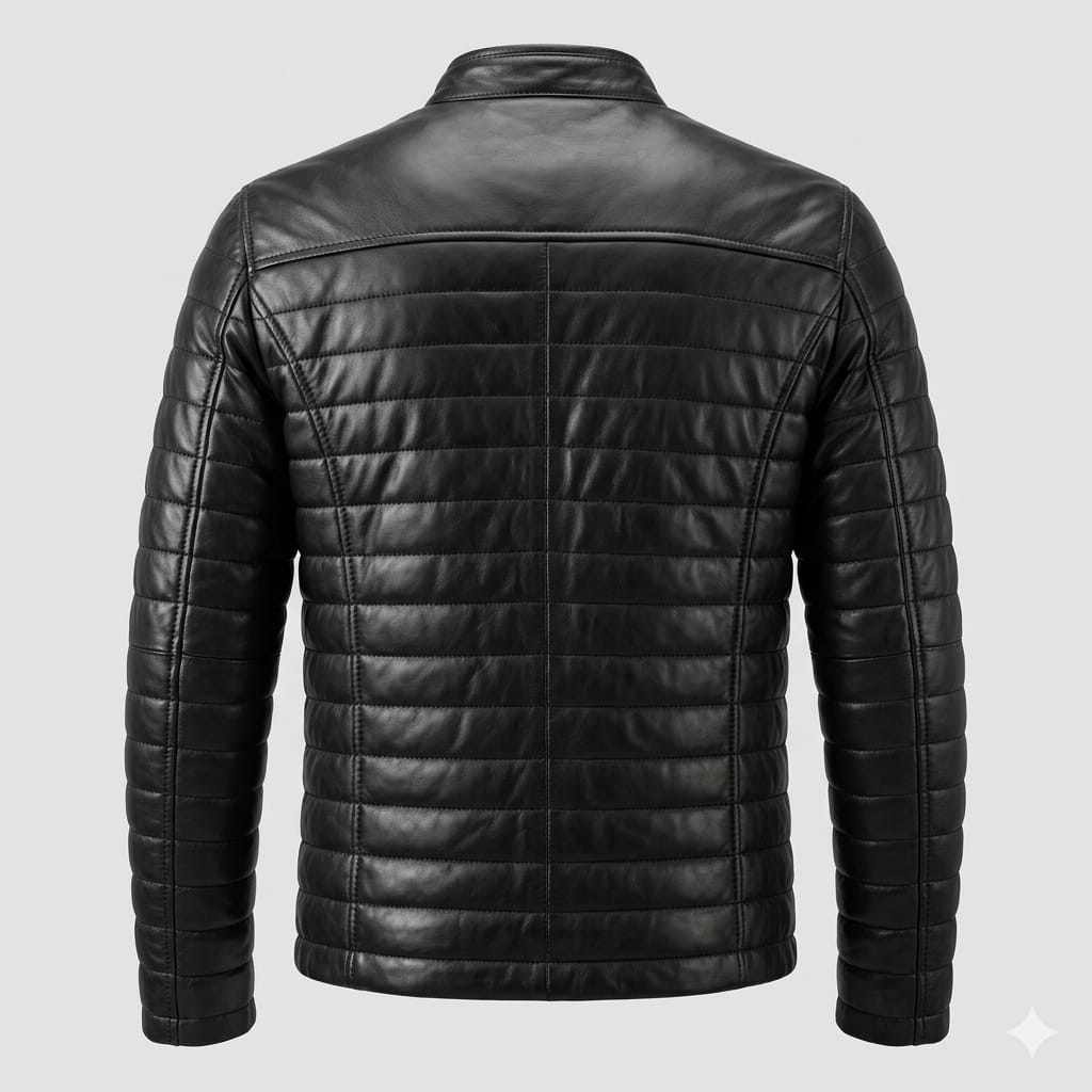 Men's Black Original Premium Horizontal Quilted Leather Jacket