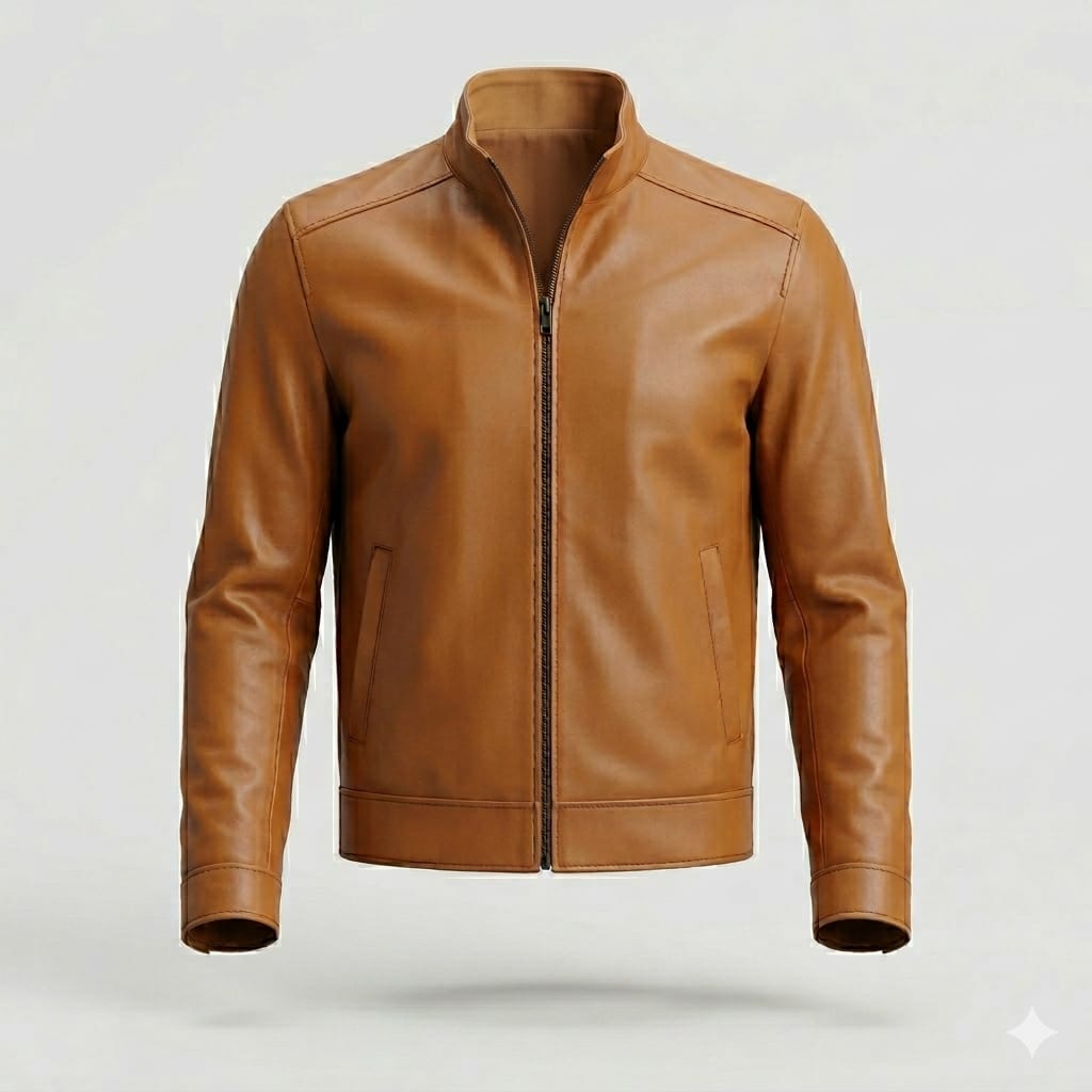 Men's Premium Brown Slim Fit Original Leather Racer Jacket