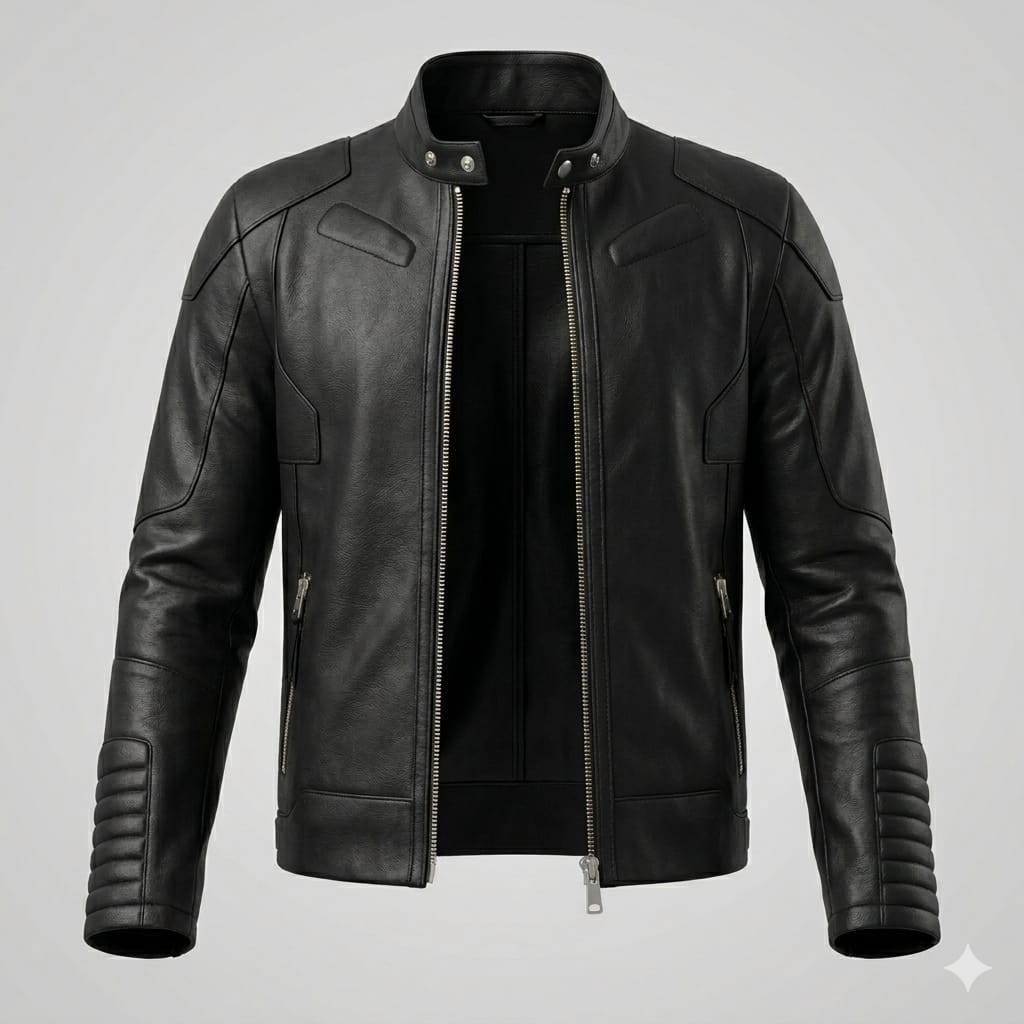 Men's Black Quilted Elbow Patch Biker Original Leather Jacket – Full-Grain Handcrafted