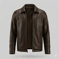 Men's Dark Brown Classic Original Leather Jacket – Full-Grain Zip-Up Handcrafted