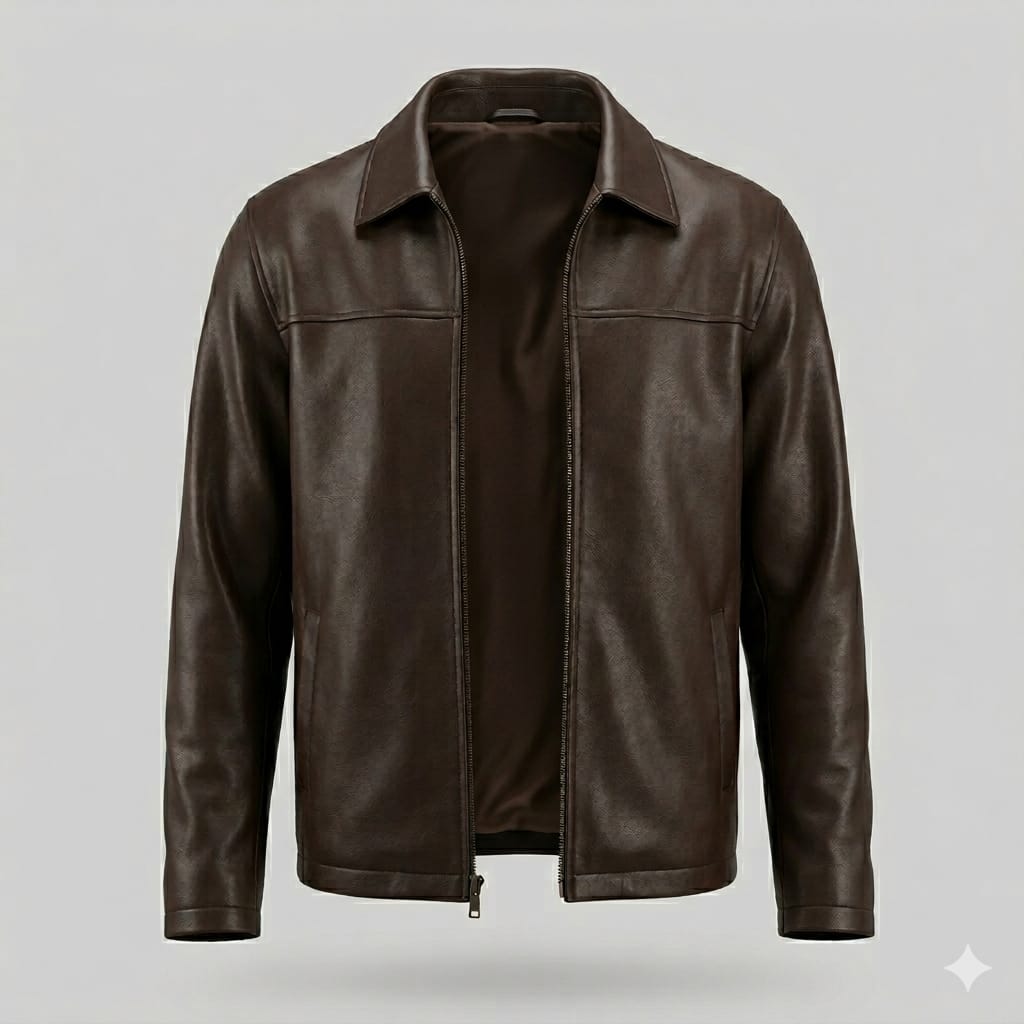 Men's Dark Brown Classic Original Leather Jacket – Full-Grain Zip-Up Handcrafted