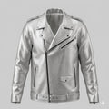 Men's Premium Silver Metallic Biker Original Leather Jacket – Asymmetric Zip Handcrafted