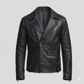 Men's Original Black Biker Leather Jacket – Full-Grain Asymmetric Zip Handcrafted