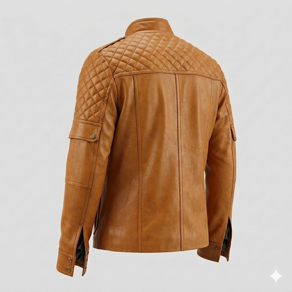 Men's Tan Quilted Multi-Pocket Premium Leather Original Field Jacket