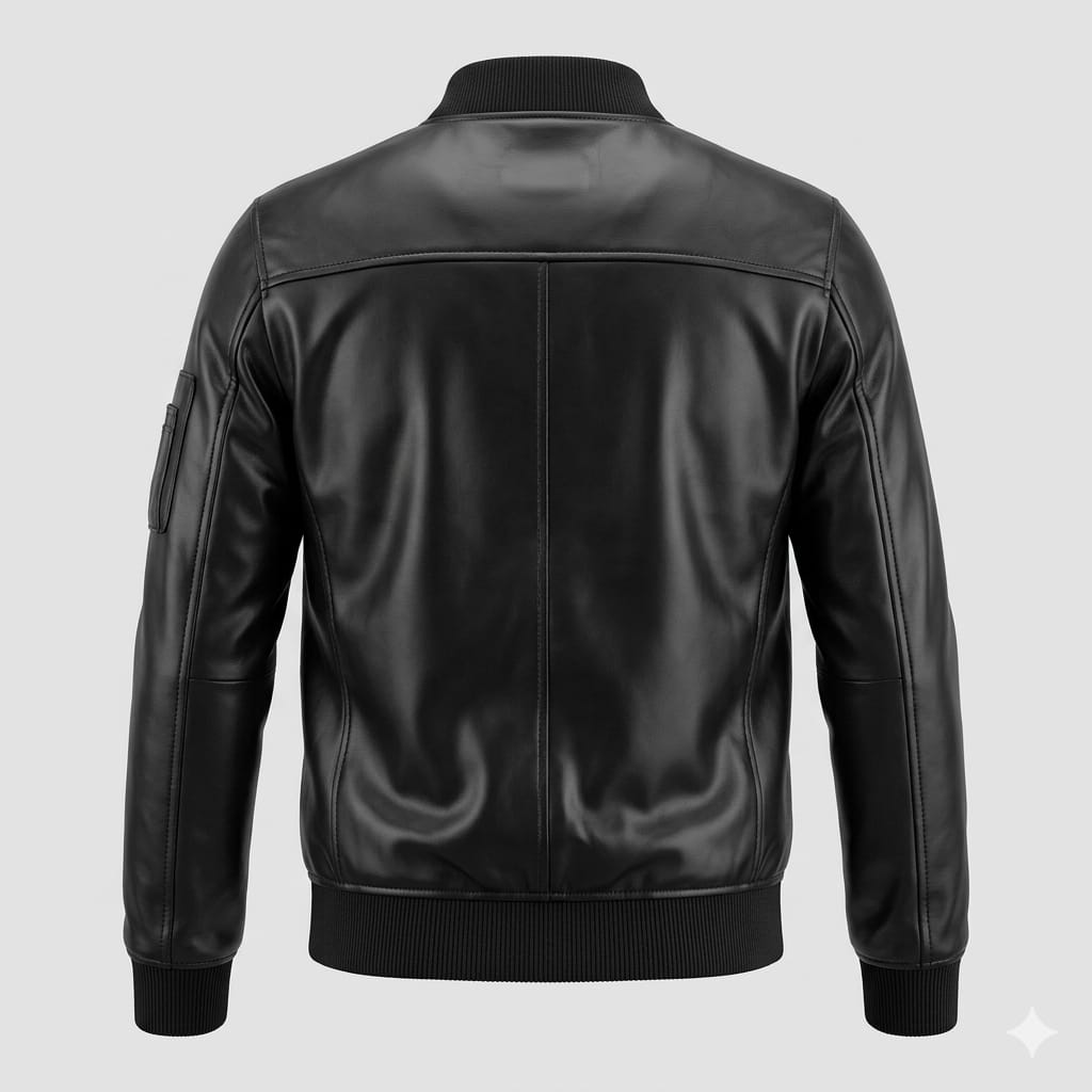 Men's Black Leather Premium Bomber Jacket – Handcrafted Full-Grain
