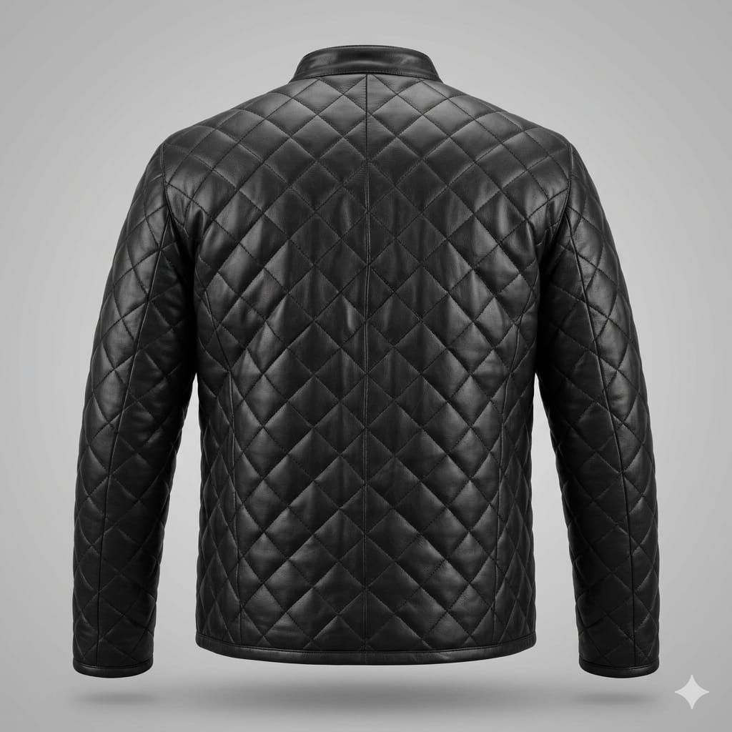 Men's Premium Black Quilted Original Leather Jacket – Handcrafted Full-Grain