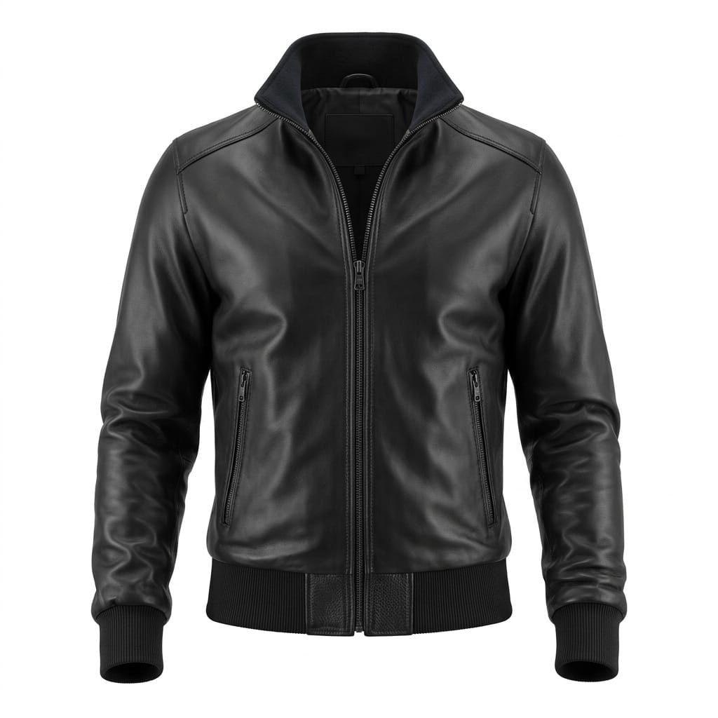 Men's Black Original Premium Leather Bomber Jacket – Handcrafted Full-Grain
