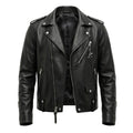 Men's Black Leather Original Biker Jacket – Notch Lapel Handcrafted Full-Grain