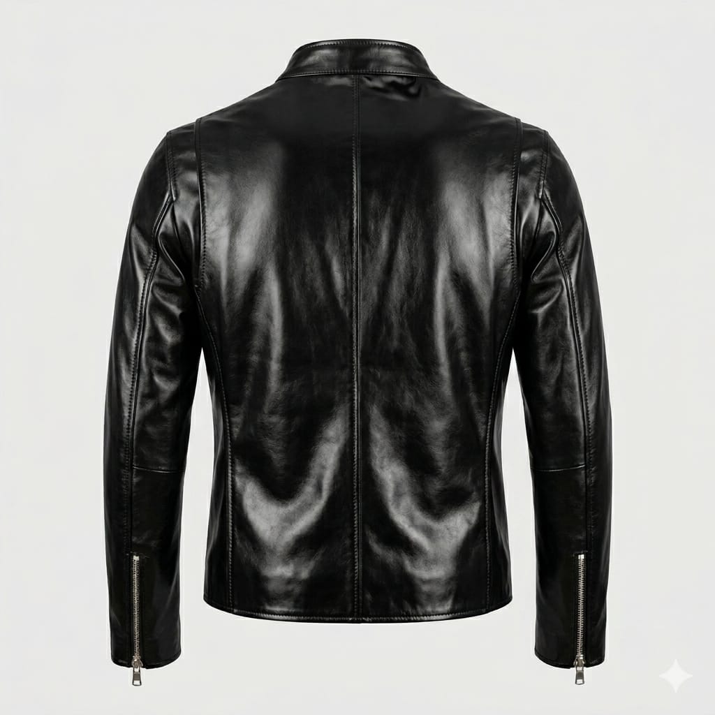 Men's Black Leather Café Racer Jacket – Handcrafted Full-Grain