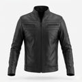 Men's Black Original Leather Cafe Racer Jacket - Premium Full-Grain Moto Jacket