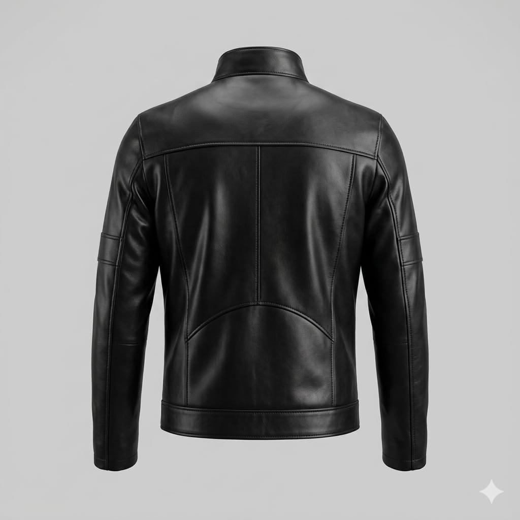 Men's Black Original Leather Cafe Racer Jacket - Premium Full-Grain Moto Jacket