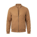 Men's Camel Tan Suede Original Premium Leather Stand-Collar Bomber Jacket