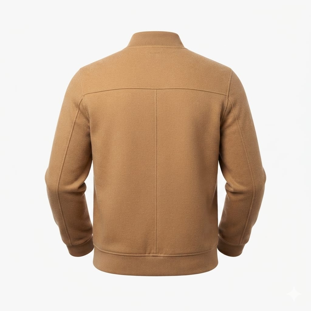 Men's Camel Tan Suede Original Premium Leather Stand-Collar Bomber Jacket