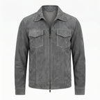 Men's Slate Grey Suede Original Leather Trucker Jacket
