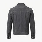 Men's Slate Grey Suede Original Leather Trucker Jacket