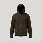 Men's Dark Olive Suede Original Premium Leather Zip Hoodie Jacket