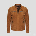 Men's Whiskey Tan Suede Original Leather Premium Racer Jacket