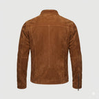 Men's Whiskey Tan Suede Original Leather Premium Racer Jacket