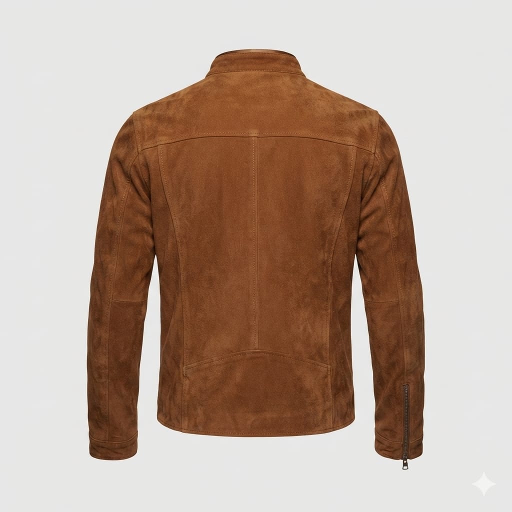 Men's Whiskey Tan Suede Original Leather Premium Racer Jacket