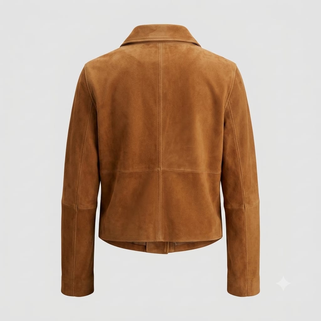 Women's Tan Suede Original Leather Chore Jacket with Horn Buttons