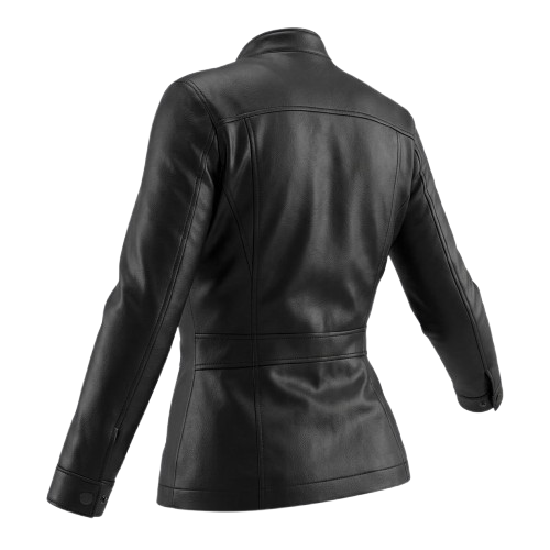Women's Original Black Premium Leather Fitted Shirt-Jacket — Sculpted Waist Snap Button