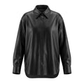 Women's Premium Black Original Leather Oversized Shirt — Drop Shoulder Long Sleeve