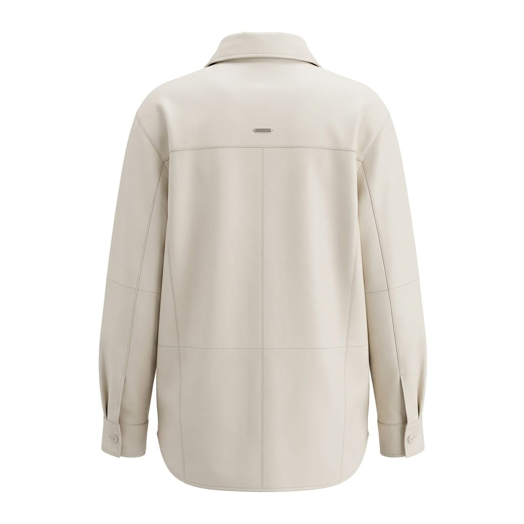 Women's Premium White Original Leather Shirt — Button-Up Relaxed Fit