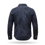 Men's Premium Blue Suede Leather Shirt — Snap-Button Overshirt in Premium Original Leather