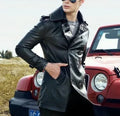 Men's Black Full-Grain Original Leather Asymmetric Jacket - Moto-Style Coat with Statement Hardware | Kamercio Leather