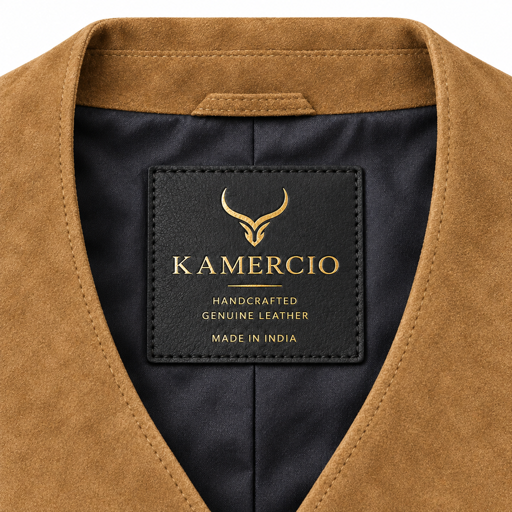 Men's Beige Premium Suede Leather Original Vest Coat