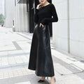 Black Original Leather Culottes - High - Waisted Wide Leg Genuine Premium Leather Trousers for Women - Kamercio