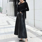 Black Original Leather Culottes - High - Waisted Wide Leg Genuine Premium Leather Trousers for Women - Kamercio