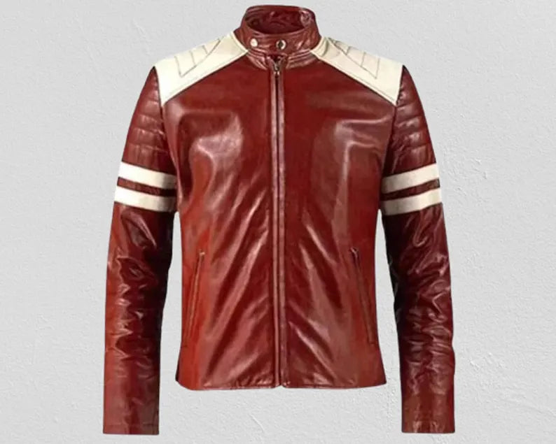 Brad Pitt Fight Club Red Leather Jacket | Tyler Durden Jacket