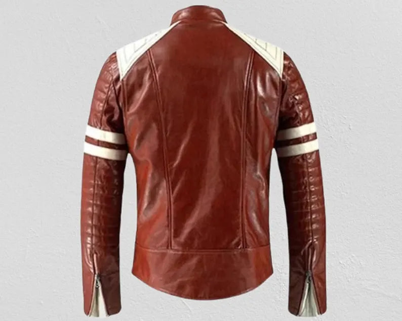 Brad Pitt Fight Club Red Leather Jacket | Tyler Durden Jacket