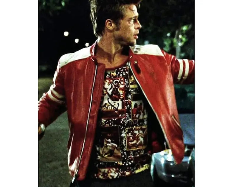 Brad Pitt Fight Club Red Leather Jacket | Tyler Durden Jacket