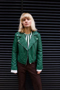 Emerald Green Leather Original Moto Jacket - Women's Premium Full-Grain Leather Biker Jacket