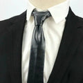 Premium Black Leather Necktie - Full - Grain Original Leather Statement Accessory - Kamercio
