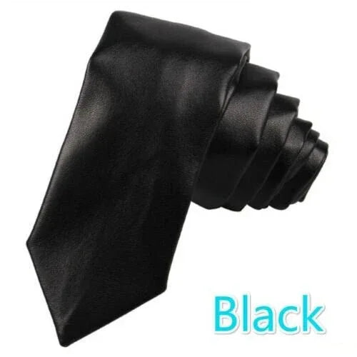 Premium Black Leather Necktie - Full - Grain Original Leather Statement Accessory - Kamercio
