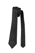Premium Black Textured Leather Necktie - Full - Grain Original Leather Statement Accessory - Kamercio