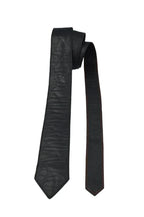 Premium Black Textured Leather Necktie - Full - Grain Original Leather Statement Accessory - Kamercio