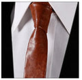Premium Brown Leather Necktie - Full - Grain Leather Statement Accessory - Kamercio