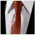 Premium Brown Leather Necktie - Full - Grain Leather Statement Accessory - Kamercio