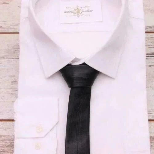 Premium Leather Slim Necktie - Full - Grain Leather Modern Accessory - Kamercio