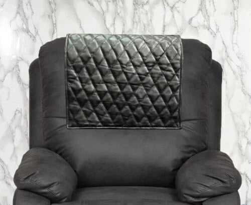 Premium Quilted Black Recliner Cover - Full - Grain Leather Protection - Kamercio