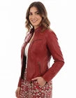 Women's Original Premium Slim Fit Red Leather Jacket – back view – Kamercio