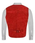 Back view of men's red suede leather waistcoat