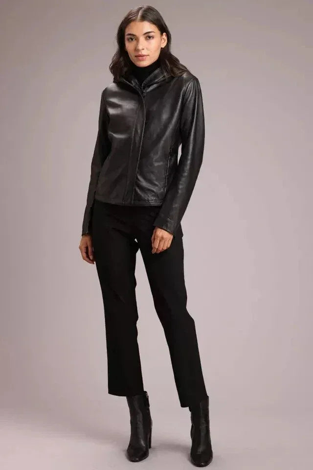 Premium Hooded Original Leather Jacket - Black - Kamercio