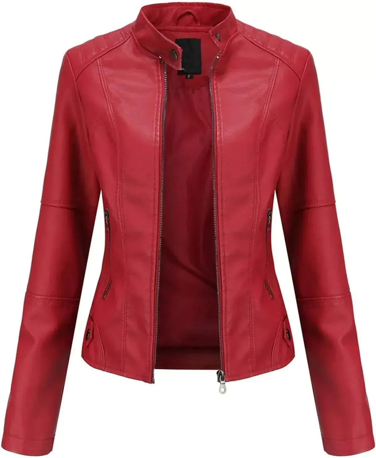 Women's Red Quilted Original Leather Jacket - Premium Biker Style - Kamercio