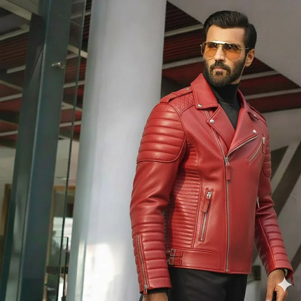 Men's Original Leather Jacket - Premium Full-Grain Quilted Biker