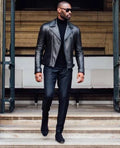Men's Black Original Leather Jacket - Premium Sleek Minimalist Biker Style